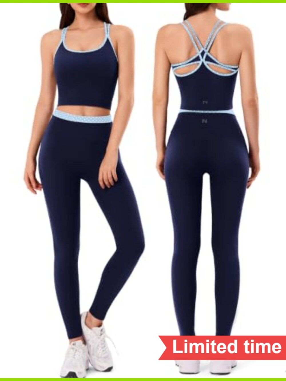 2 Piece Workout Sets for Women Seamless High Waist Leggings with Padded Sports